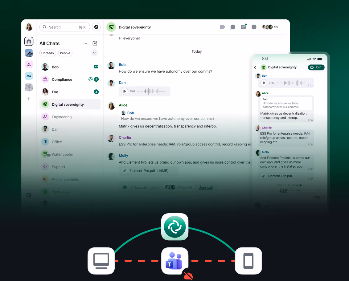 Element on web and mobile being used as an out-of-band solution