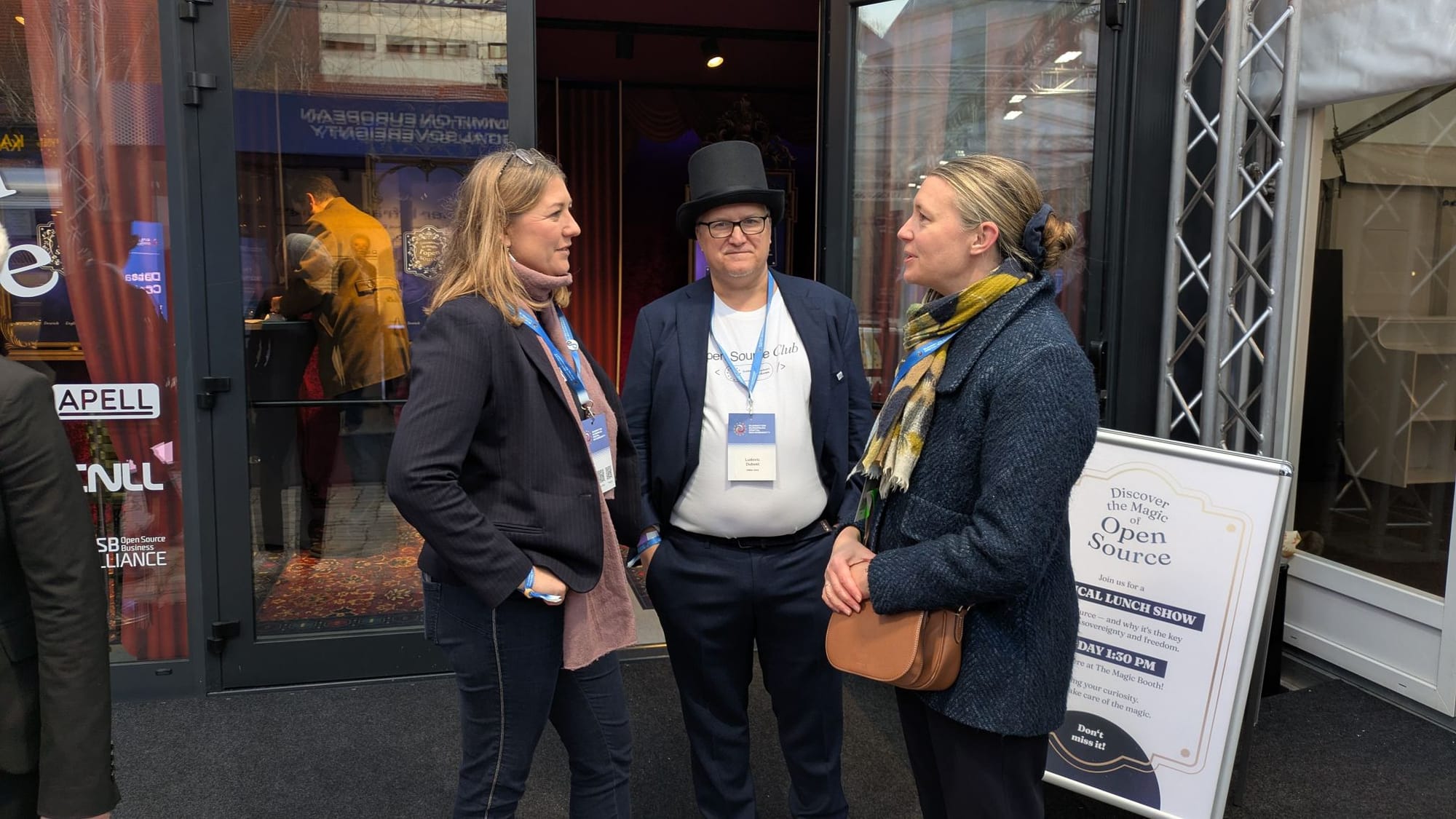 Amandine Le Pape, COO, Element, with Stephanie Schaer, directrice interministérielle du numérique, at the Magic of Open Source showcase
