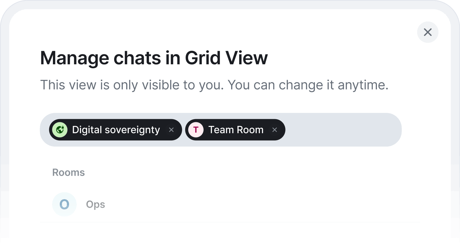 Manage chats in Grid View