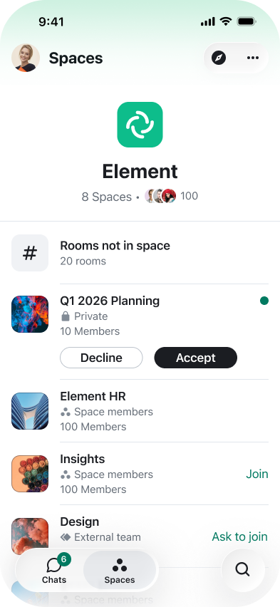 The new Spaces Tab with the 'Discovery' view